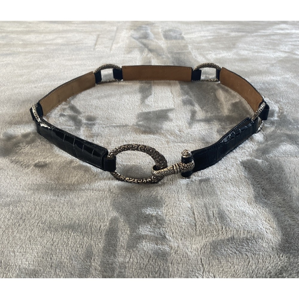 Brighton Belt Crocodile Embossed Concho Style Black Size 34 Style B60193